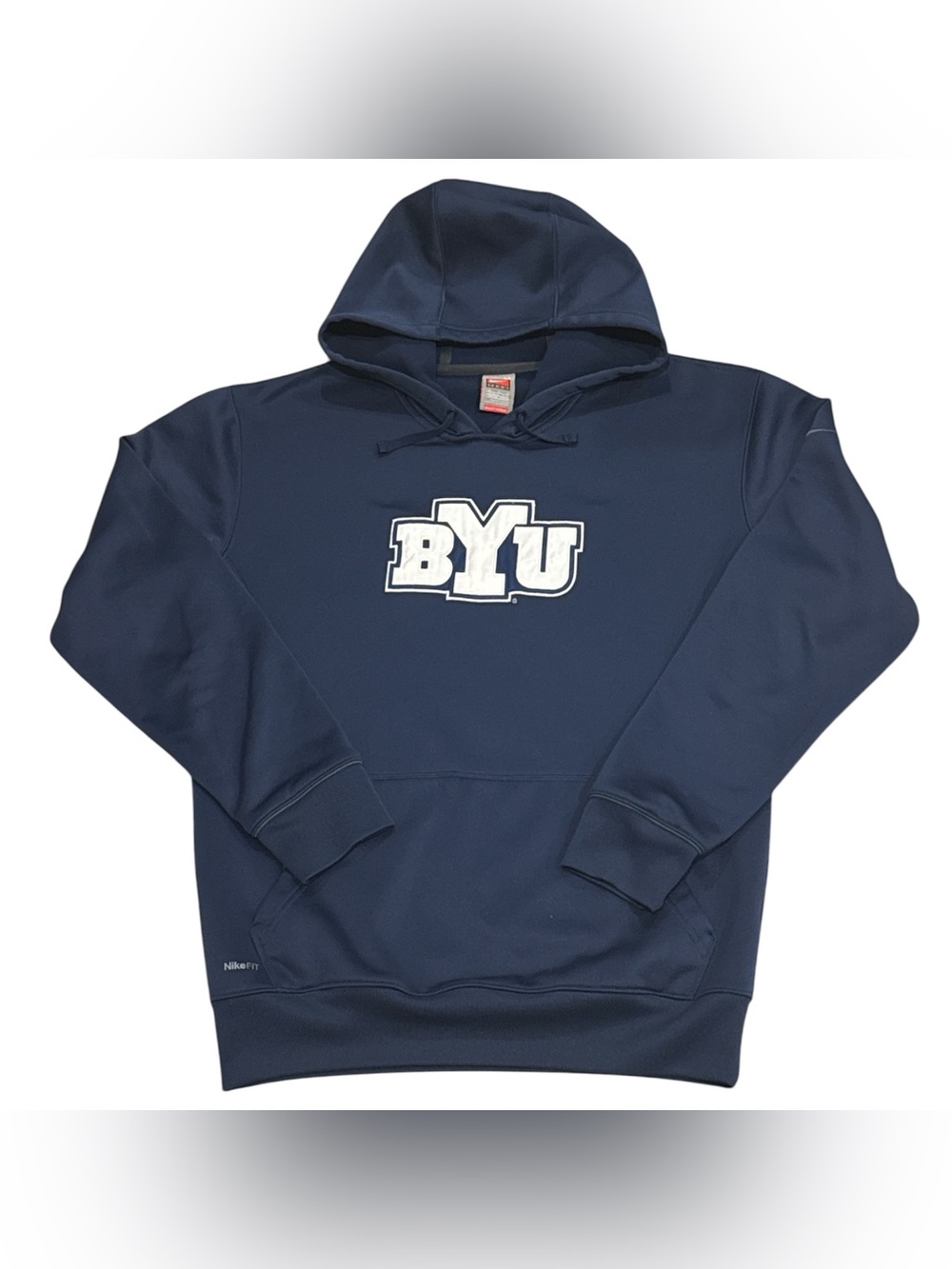 Vintage Nike BYU Cougars NCAA Football Blue Dri Fit Hoodie Sweatshirt Mens M